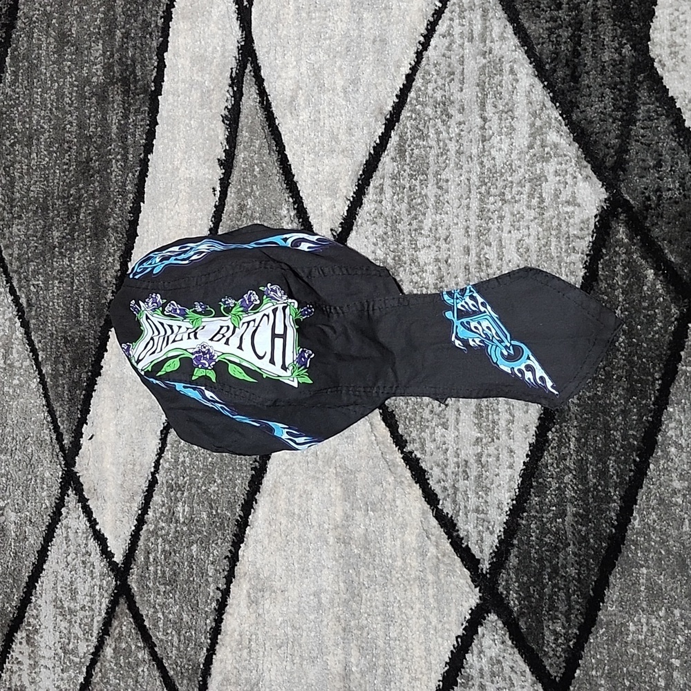 MOTORCYCLE BLUE FLAME BIKER B*T*H HEADWRAP BANDANA SKULL-CAP  DO-RAG